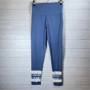 Aerie Chill Play Move Leggings Medium Blue Tie Dye Hem Cotton Stretch Mid Rise